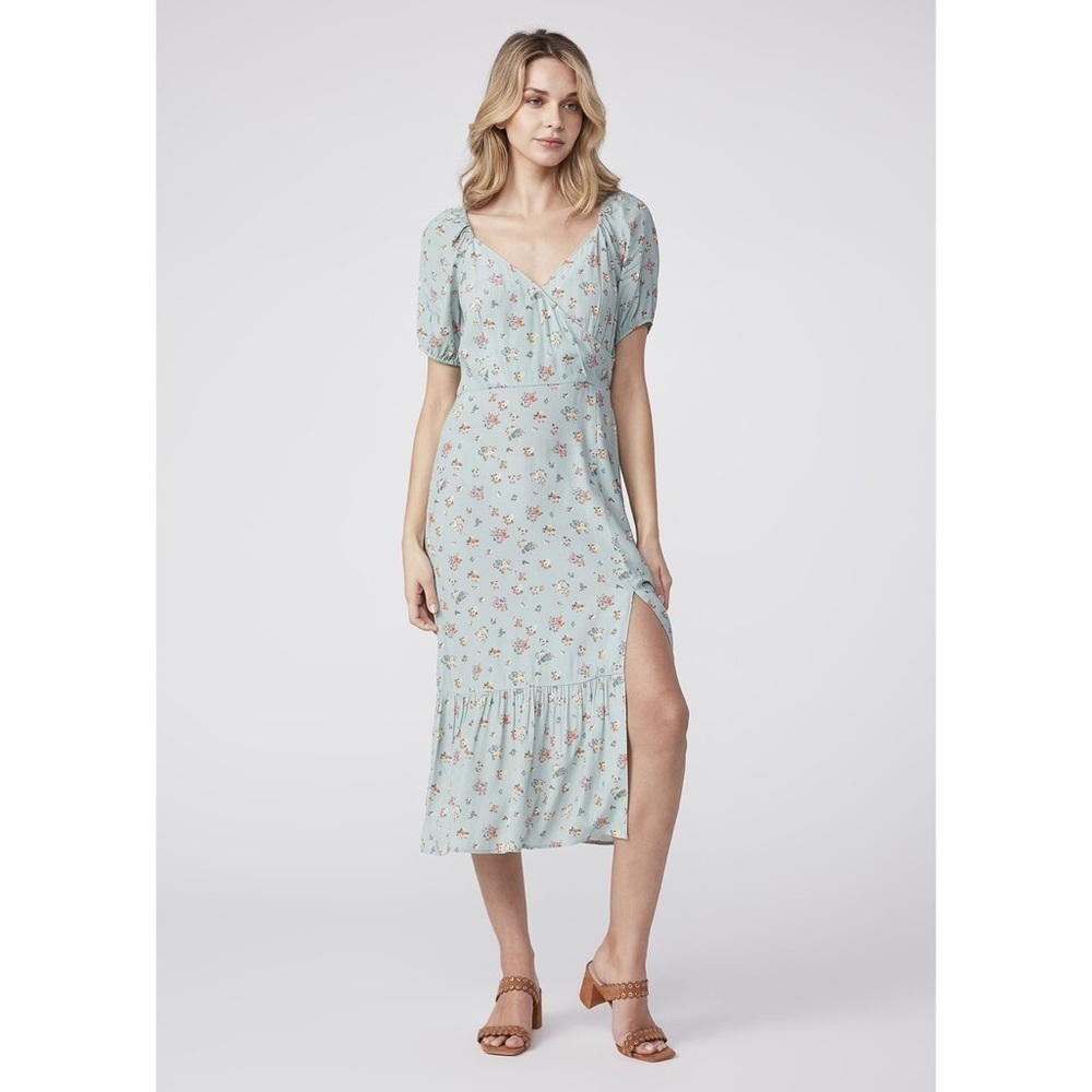 Nwt Paige Gjelina Dress Mint Multicolor Floral Cottagecore Midi Dress Size Large